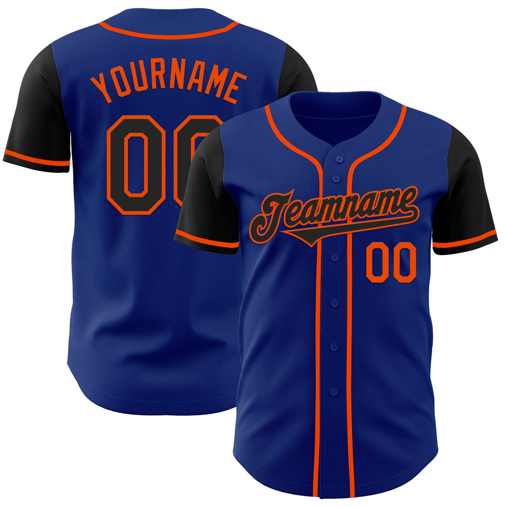 Custom Royal Black-Orange Authentic Two Tone Baseball Jersey