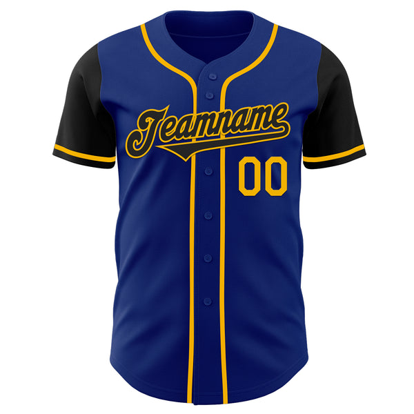 Custom Royal Black-Gold Authentic Two Tone Baseball Jersey