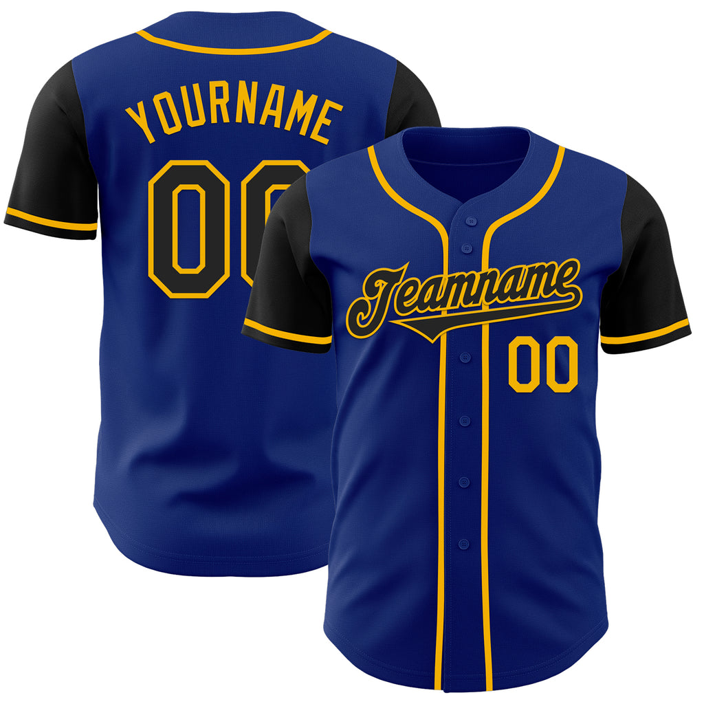 Custom Royal Black-Gold Authentic Two Tone Baseball Jersey