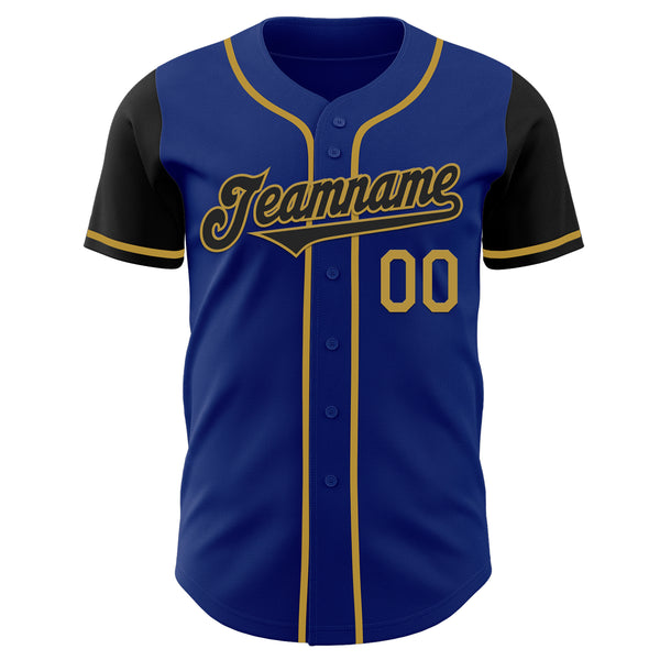 Custom Royal Black-Old Gold Authentic Two Tone Baseball Jersey