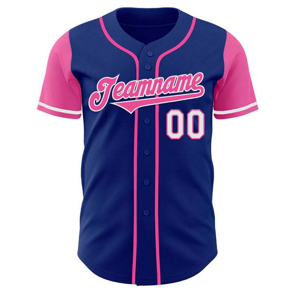 Custom Royal Pink-White Authentic Two Tone Baseball Jersey