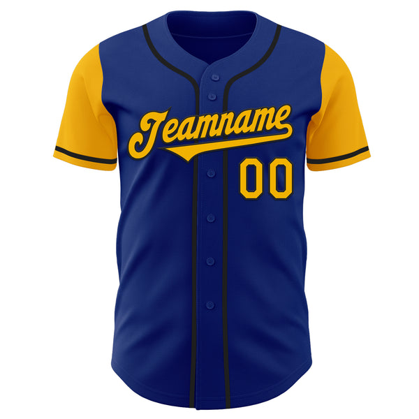 Custom Royal Gold-Black Authentic Two Tone Baseball Jersey