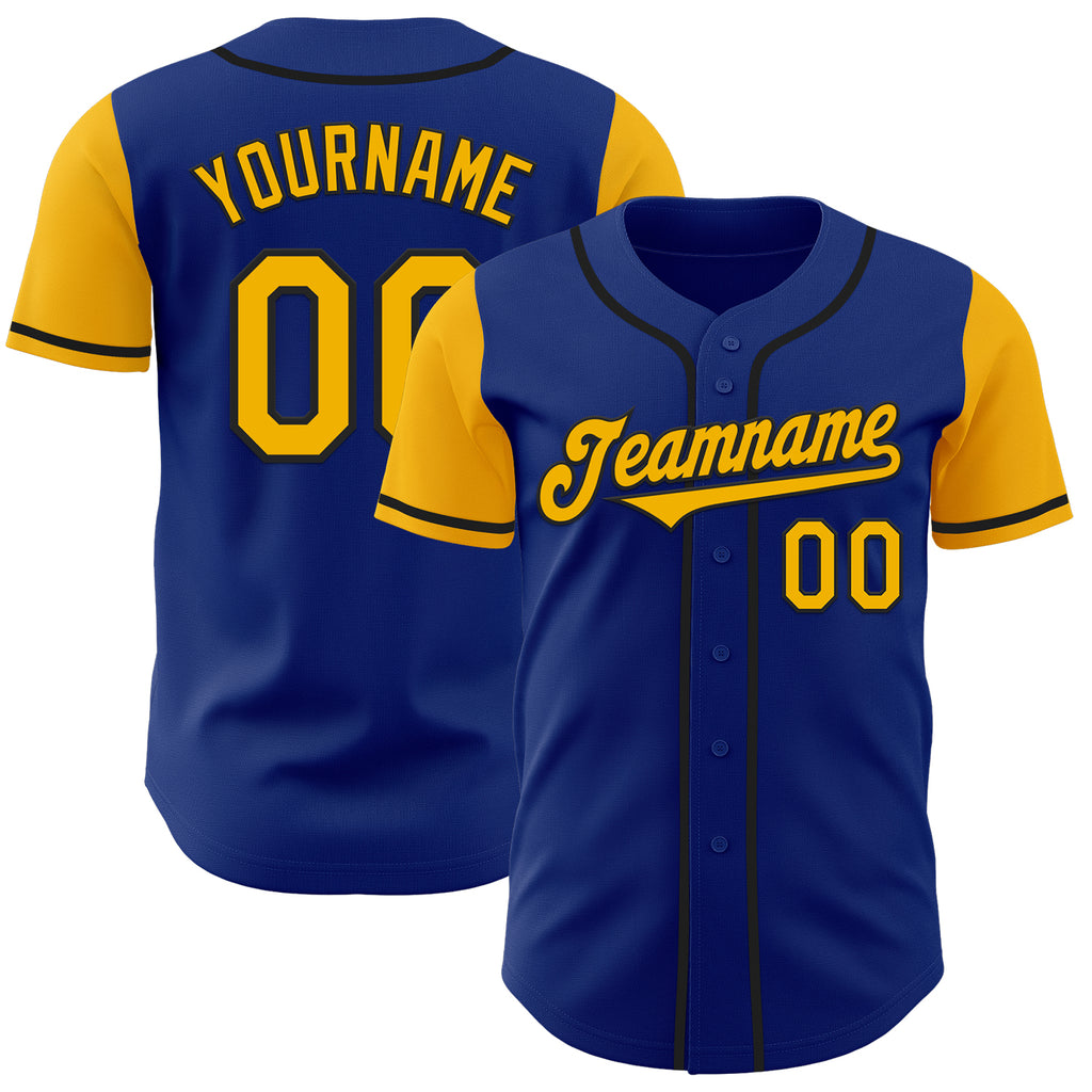 Custom Royal Gold-Black Authentic Two Tone Baseball Jersey