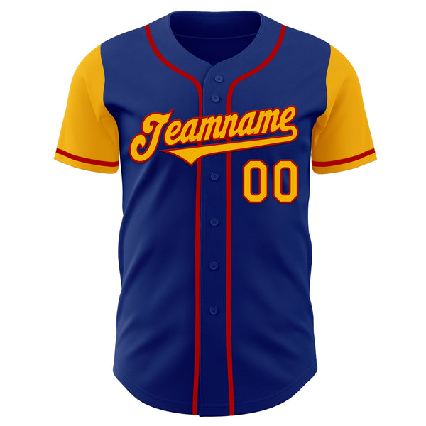 Custom Royal Gold-Red Authentic Two Tone Baseball Jersey