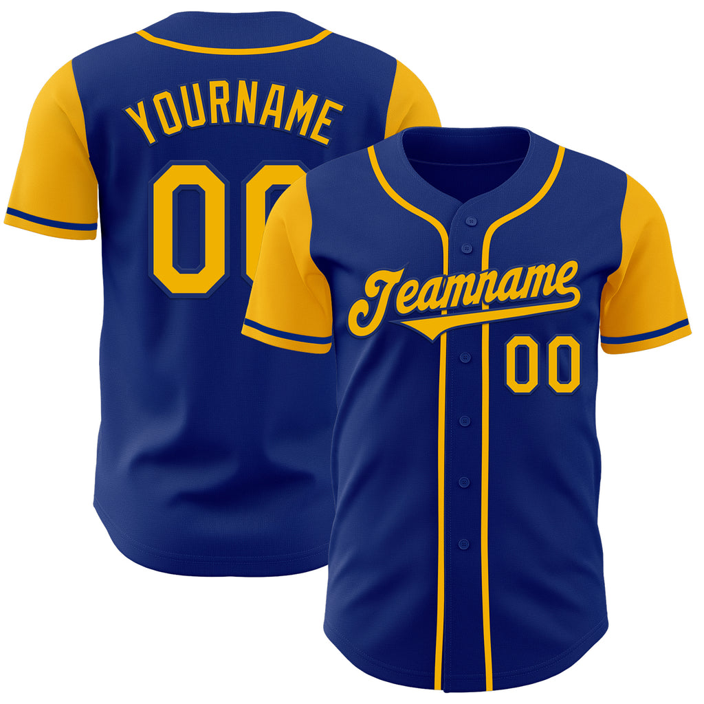 Custom Royal Gold Authentic Two Tone Baseball Jersey