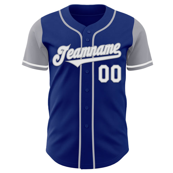 Custom Royal White-Gray Authentic Two Tone Baseball Jersey