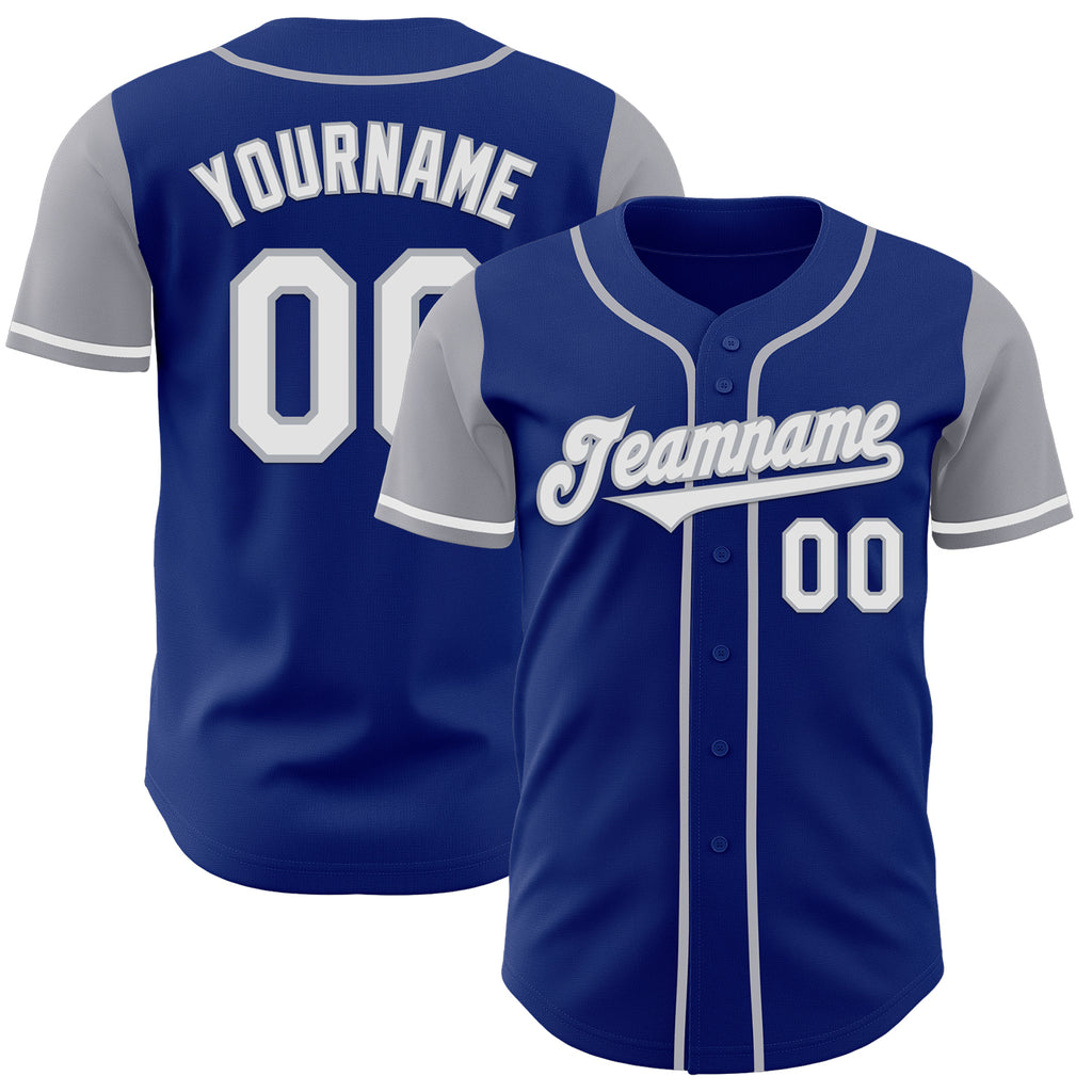 Custom Royal White-Gray Authentic Two Tone Baseball Jersey