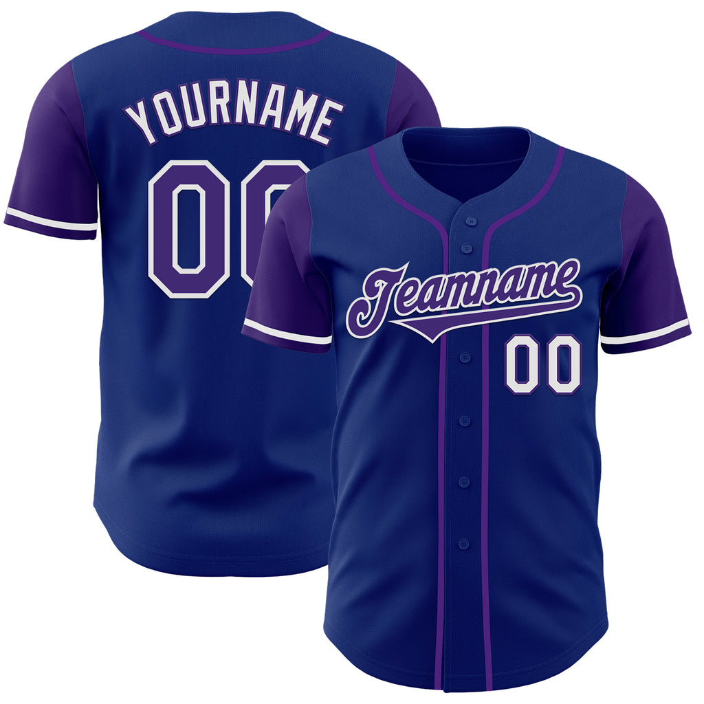 Custom Royal Purple-White Authentic Two Tone Baseball Jersey