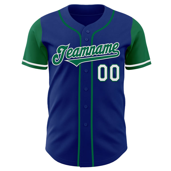 Custom Royal Kelly Green-White Authentic Two Tone Baseball Jersey