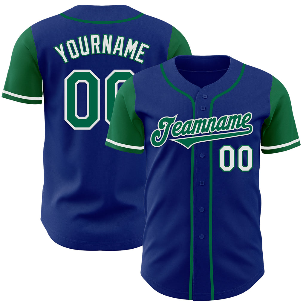 Custom Royal Kelly Green-White Authentic Two Tone Baseball Jersey