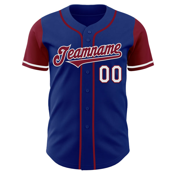 Custom Royal Crimson-White Authentic Two Tone Baseball Jersey