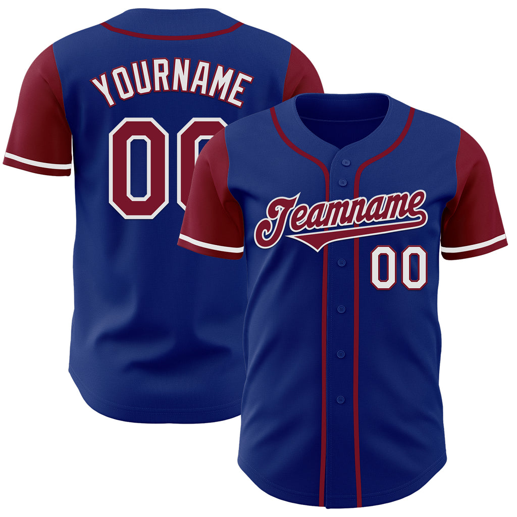 Custom Royal Crimson-White Authentic Two Tone Baseball Jersey