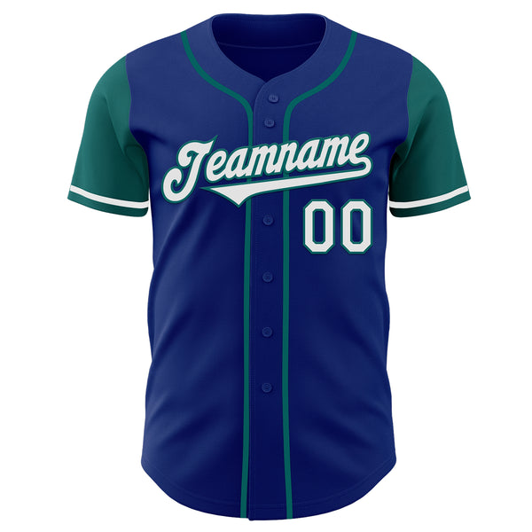 Custom Royal White-Teal Authentic Two Tone Baseball Jersey