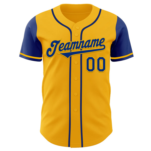 Custom Gold Royal Authentic Two Tone Baseball Jersey