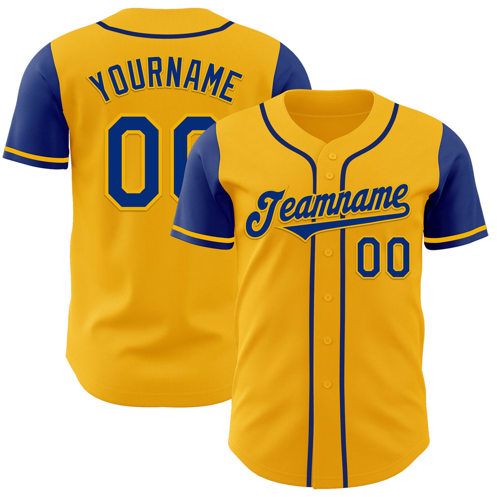 Custom Gold Royal Authentic Two Tone Baseball Jersey