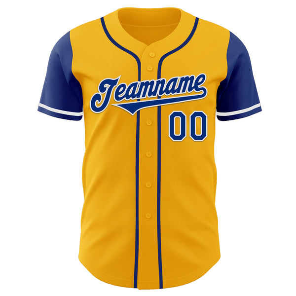 Custom Gold Royal-White Authentic Two Tone Baseball Jersey