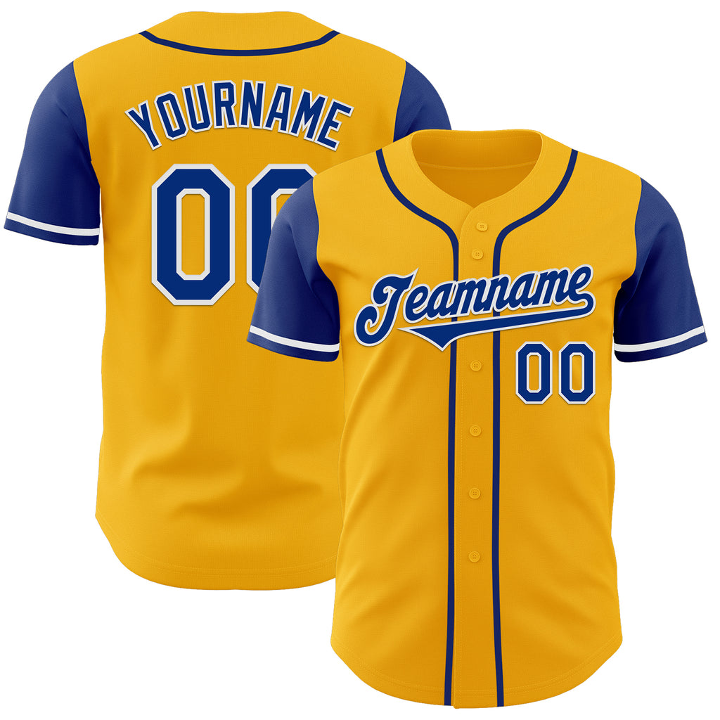 Custom Gold Royal-White Authentic Two Tone Baseball Jersey