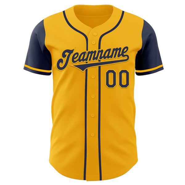 Custom Gold Navy Authentic Two Tone Baseball Jersey