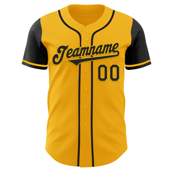 Custom Gold Black Authentic Two Tone Baseball Jersey