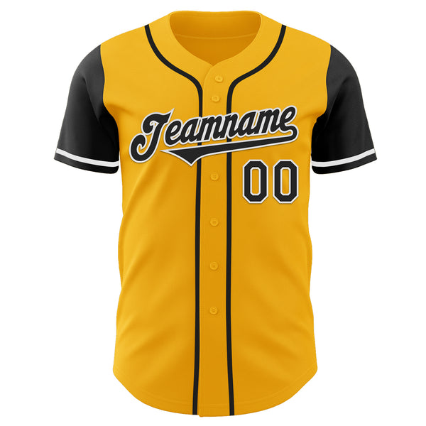 Custom Gold Black-White Authentic Two Tone Baseball Jersey