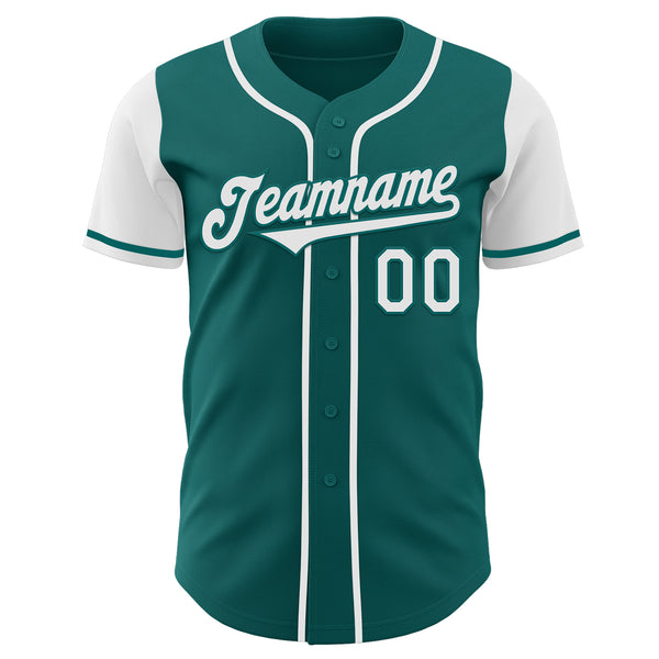 Custom Teal White Authentic Two Tone Baseball Jersey