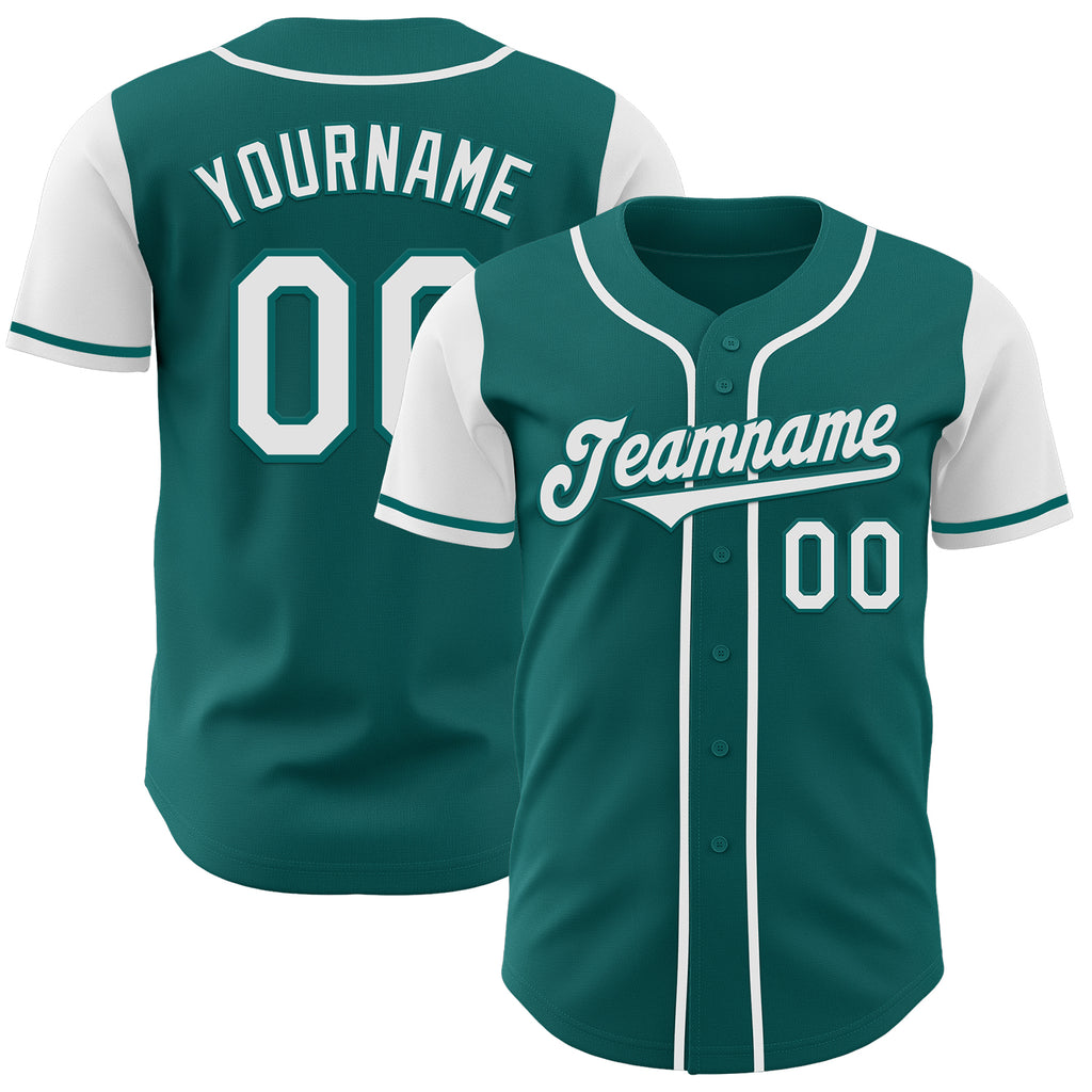 Custom Teal White Authentic Two Tone Baseball Jersey