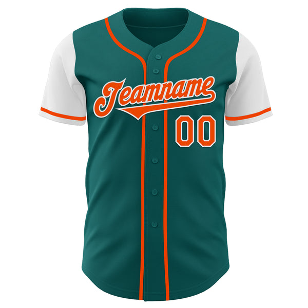 Custom Teal Orange-White Authentic Two Tone Baseball Jersey