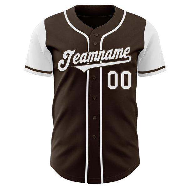 Custom Brown White Authentic Two Tone Baseball Jersey