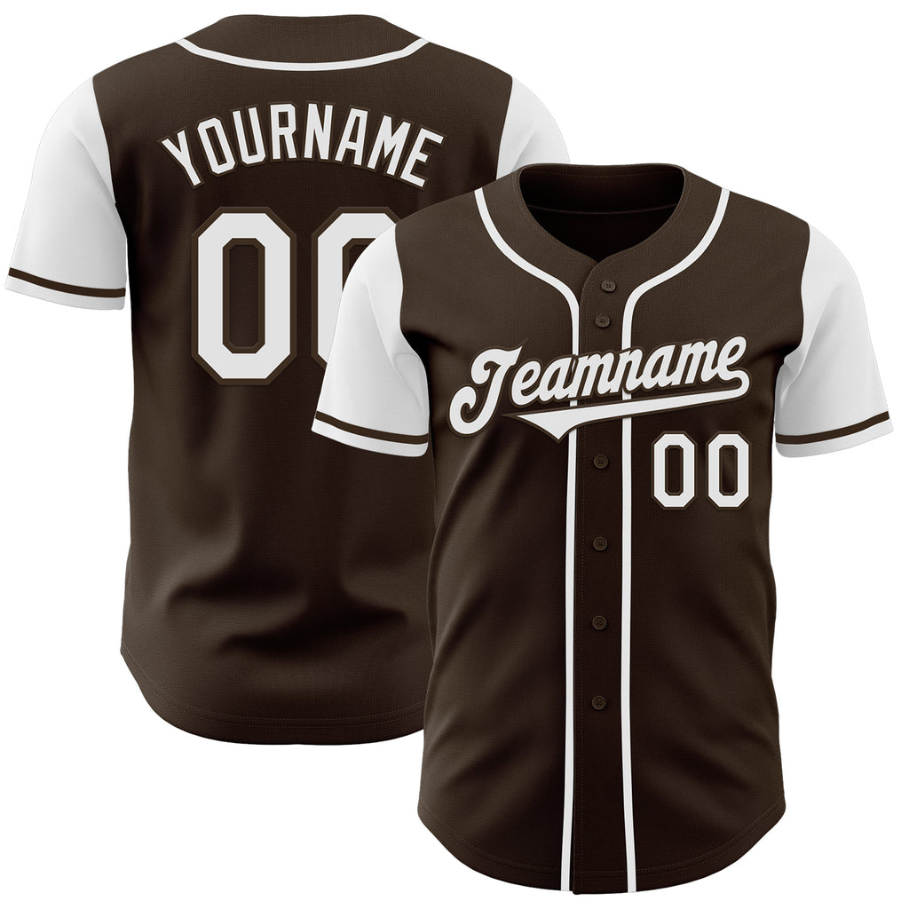 Custom Brown White Authentic Two Tone Baseball Jersey