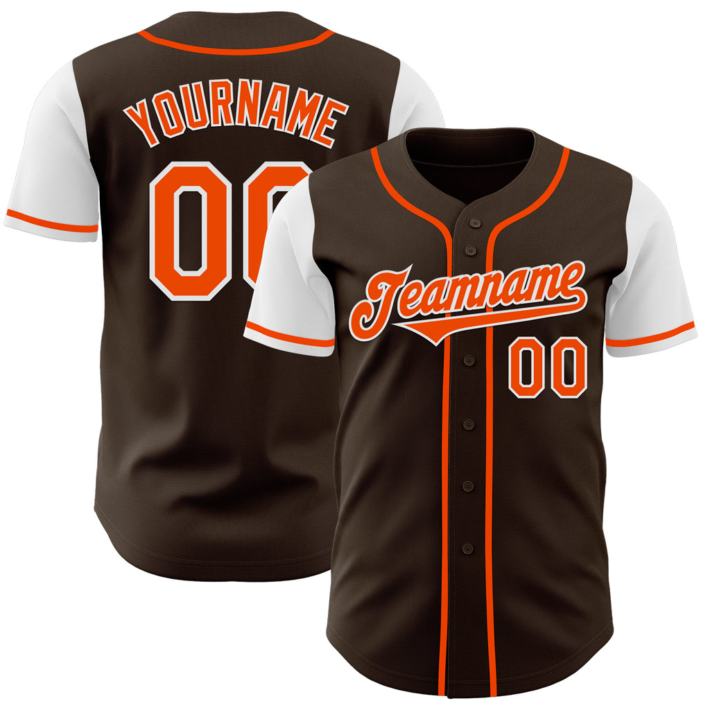 Custom Brown Orange-White Authentic Two Tone Baseball Jersey