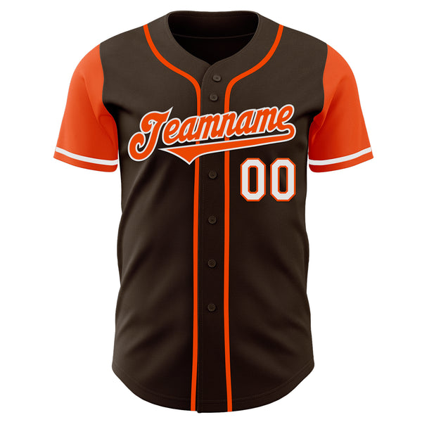 Custom Brown Orange-White Authentic Two Tone Baseball Jersey