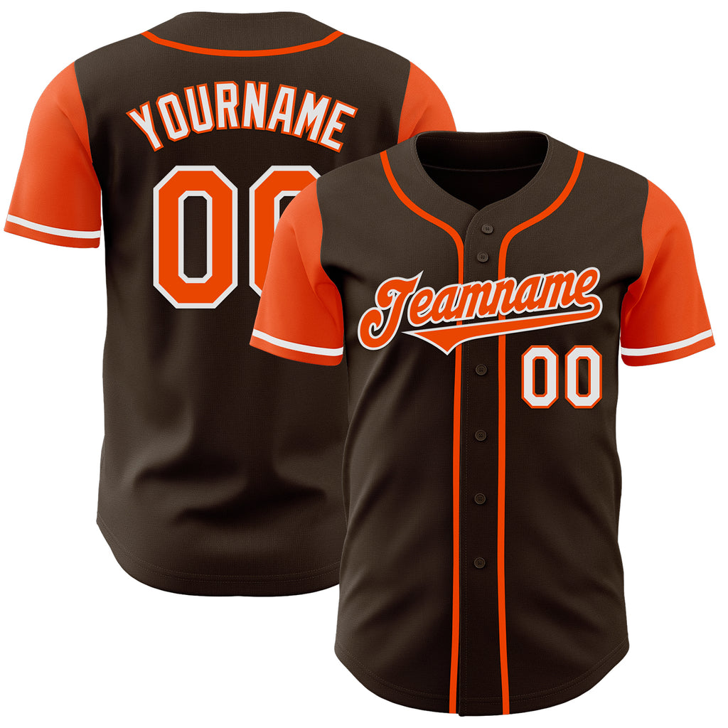 Custom Brown Orange-White Authentic Two Tone Baseball Jersey