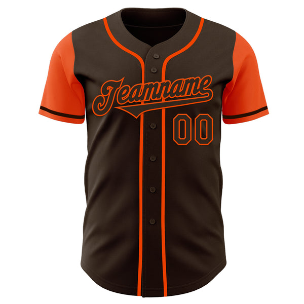 Custom Brown Orange Authentic Two Tone Baseball Jersey