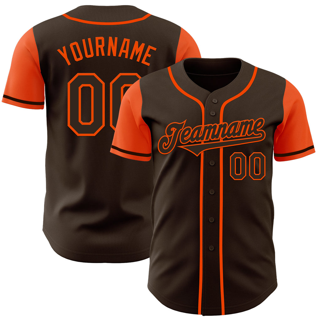 Custom Brown Orange Authentic Two Tone Baseball Jersey