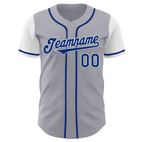 Custom Gray Royal-White Authentic Two Tone Baseball Jersey