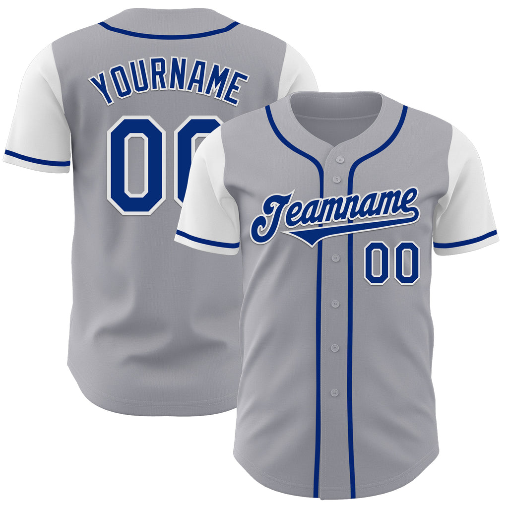 Custom Gray Royal-White Authentic Two Tone Baseball Jersey