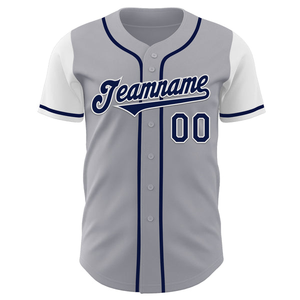 Custom Gray Navy-White Authentic Two Tone Baseball Jersey