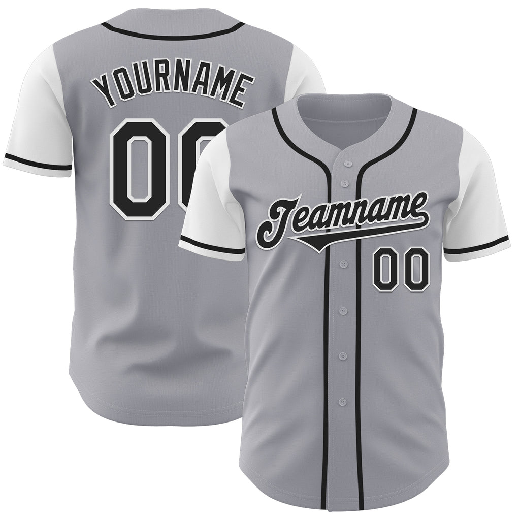 Custom Gray Black-White Authentic Two Tone Baseball Jersey