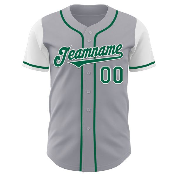 Custom Gray Kelly Green-White Authentic Two Tone Baseball Jersey