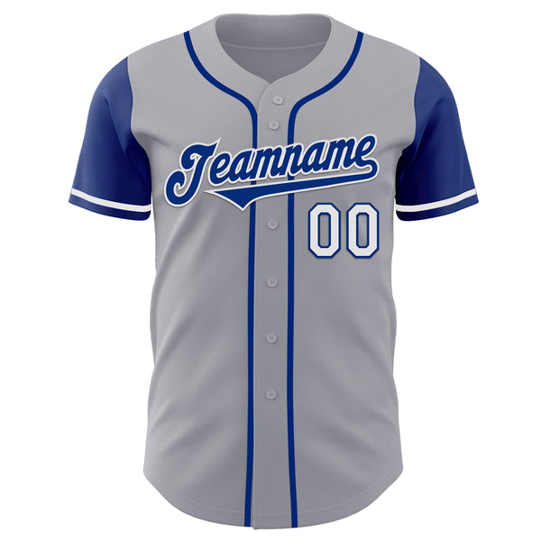 Custom Gray Royal-White Authentic Two Tone Baseball Jersey