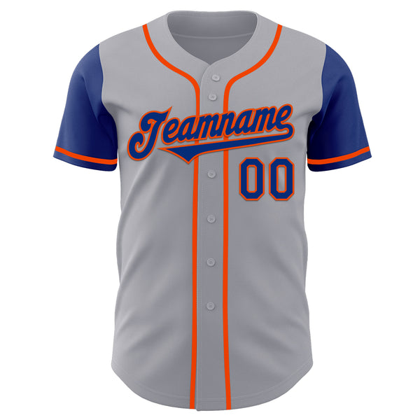 Custom Gray Royal-Orange Authentic Two Tone Baseball Jersey