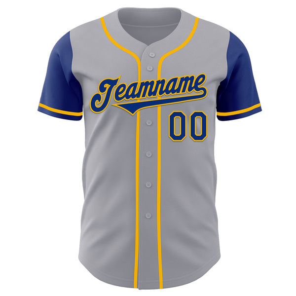 Custom Gray Royal-Gold Authentic Two Tone Baseball Jersey