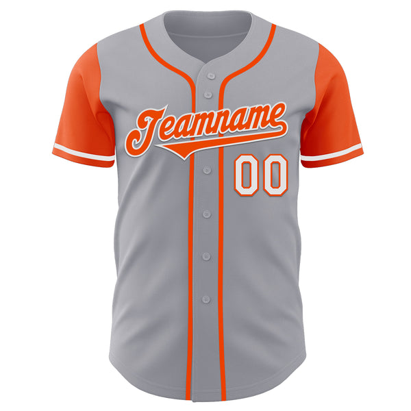 Custom Gray Orange-White Authentic Two Tone Baseball Jersey