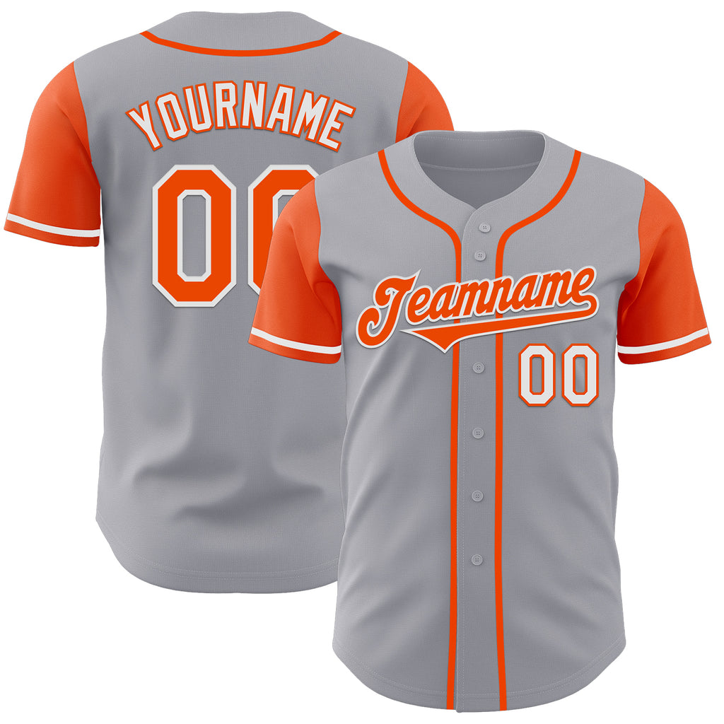 Custom Gray Orange-White Authentic Two Tone Baseball Jersey