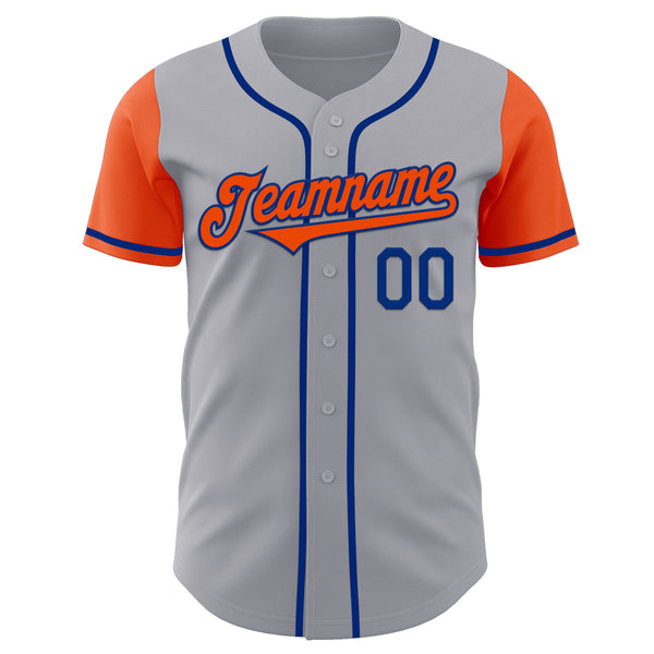 Custom Gray Orange-Royal Authentic Two Tone Baseball Jersey