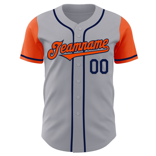 Custom Gray Orange-Navy Authentic Two Tone Baseball Jersey