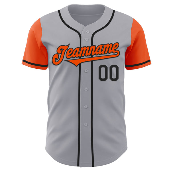 Custom Gray Orange-Black Authentic Two Tone Baseball Jersey