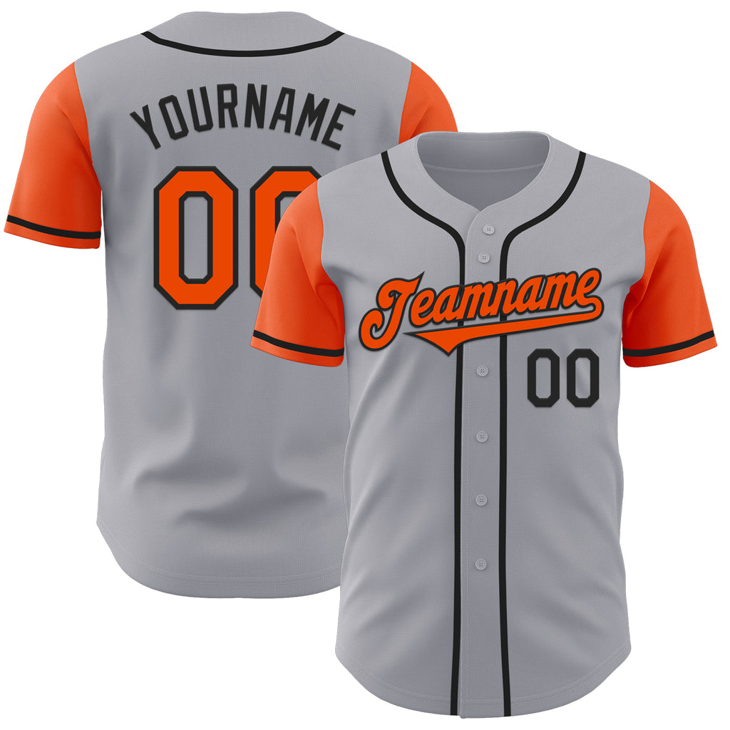 Custom Gray Orange-Black Authentic Two Tone Baseball Jersey