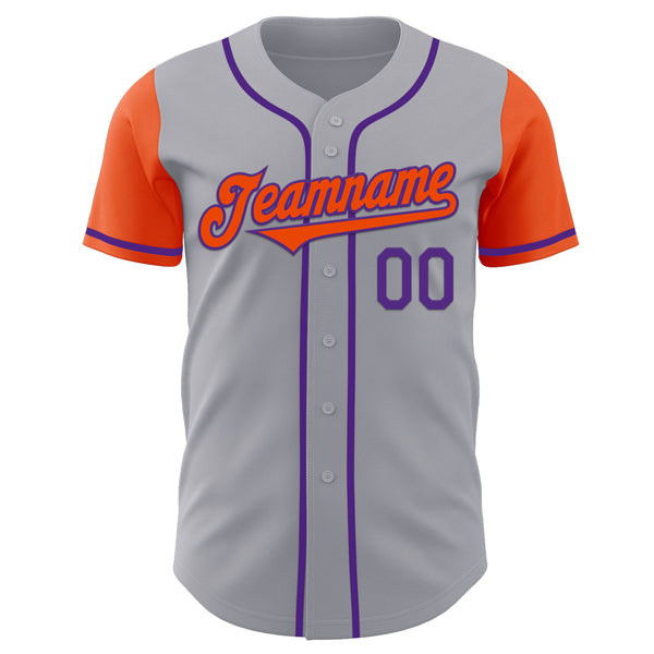 Custom Gray Orange-Purple Authentic Two Tone Baseball Jersey