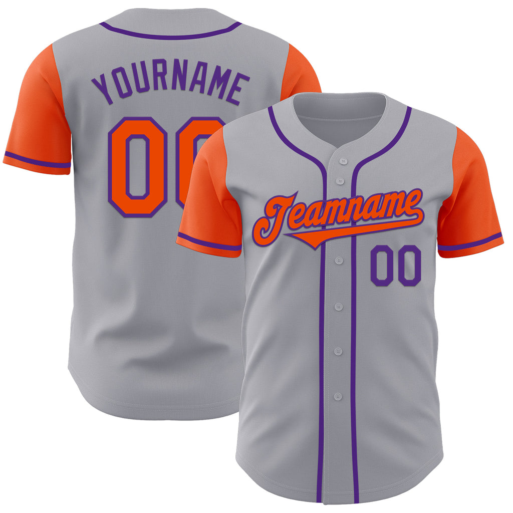 Custom Gray Orange-Purple Authentic Two Tone Baseball Jersey